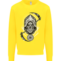 Grim Reaper Time Biker Skull Rock Music Kids Sweatshirt Jumper Yellow
