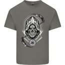 Grim Reaper Time Biker Skull Rock Music Kids T-Shirt Childrens Charcoal