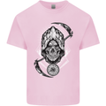 Grim Reaper Time Biker Skull Rock Music Kids T-Shirt Childrens Light Pink