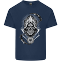 Grim Reaper Time Biker Skull Rock Music Kids T-Shirt Childrens Navy Blue