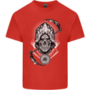 Grim Reaper Time Biker Skull Rock Music Kids T-Shirt Childrens Red