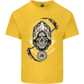 Grim Reaper Time Biker Skull Rock Music Kids T-Shirt Childrens Yellow