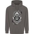 Grim Reaper Time Biker Skull Rock Music Mens 80% Cotton Hoodie Charcoal