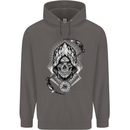 Grim Reaper Time Biker Skull Rock Music Mens 80% Cotton Hoodie Charcoal