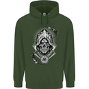 Grim Reaper Time Biker Skull Rock Music Mens 80% Cotton Hoodie Forest Green