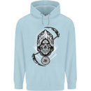 Grim Reaper Time Biker Skull Rock Music Mens 80% Cotton Hoodie Light Blue