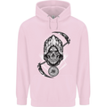 Grim Reaper Time Biker Skull Rock Music Mens 80% Cotton Hoodie Light Pink