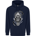 Grim Reaper Time Biker Skull Rock Music Mens 80% Cotton Hoodie Navy Blue