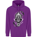 Grim Reaper Time Biker Skull Rock Music Mens 80% Cotton Hoodie Purple