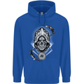 Grim Reaper Time Biker Skull Rock Music Mens 80% Cotton Hoodie Royal Blue