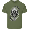 Grim Reaper Time Biker Skull Rock Music Mens Cotton T-Shirt Tee Top Military Green