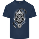 Grim Reaper Time Biker Skull Rock Music Mens Cotton T-Shirt Tee Top Navy Blue
