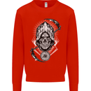 Grim Reaper Time Biker Skull Rock Music Mens Sweatshirt Jumper Bright Red