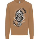 Grim Reaper Time Biker Skull Rock Music Mens Sweatshirt Jumper Caramel Latte