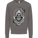 Grim Reaper Time Biker Skull Rock Music Mens Sweatshirt Jumper Charcoal