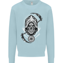Grim Reaper Time Biker Skull Rock Music Mens Sweatshirt Jumper Light Blue
