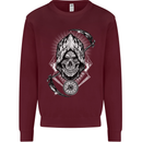 Grim Reaper Time Biker Skull Rock Music Mens Sweatshirt Jumper Maroon