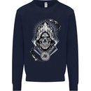 Grim Reaper Time Biker Skull Rock Music Mens Sweatshirt Jumper Navy Blue