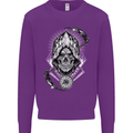 Grim Reaper Time Biker Skull Rock Music Mens Sweatshirt Jumper Purple