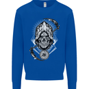 Grim Reaper Time Biker Skull Rock Music Mens Sweatshirt Jumper Royal Blue