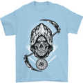 Grim Reaper Time Biker Skull Rock Music Mens T-Shirt Cotton Gildan Light Blue