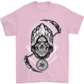 Grim Reaper Time Biker Skull Rock Music Mens T-Shirt Cotton Gildan Light Pink