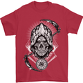 Grim Reaper Time Biker Skull Rock Music Mens T-Shirt Cotton Gildan Red