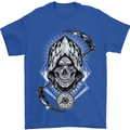 Grim Reaper Time Biker Skull Rock Music Mens T-Shirt Cotton Gildan Royal Blue