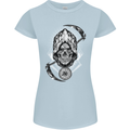 Grim Reaper Time Biker Skull Rock Music Womens Petite Cut T-Shirt Light Blue