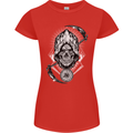 Grim Reaper Time Biker Skull Rock Music Womens Petite Cut T-Shirt Red