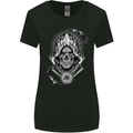 Grim Reaper Time Biker Skull Rock Music Womens Wider Cut T-Shirt Black
