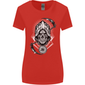 Grim Reaper Time Biker Skull Rock Music Womens Wider Cut T-Shirt Red