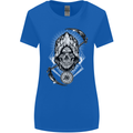 Grim Reaper Time Biker Skull Rock Music Womens Wider Cut T-Shirt Royal Blue
