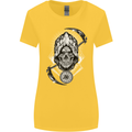 Grim Reaper Time Biker Skull Rock Music Womens Wider Cut T-Shirt Yellow