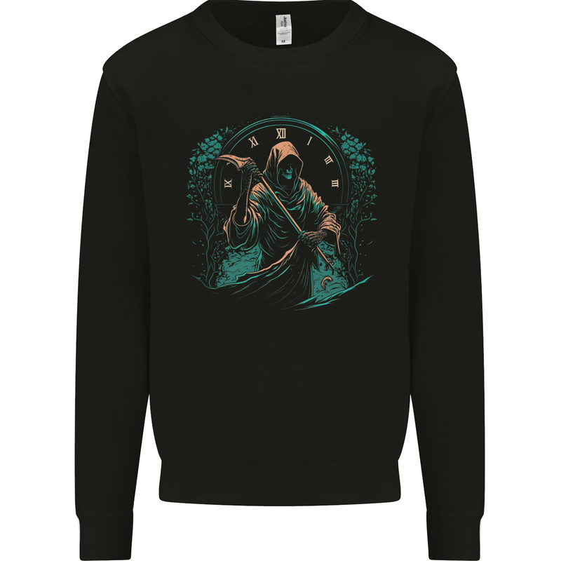 Grim Reaper Time Skull Death Gothic Mens Sweatshirt Jumper Black