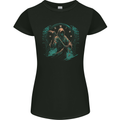 Grim Reaper Time Skull Death Gothic Womens Petite Cut T-Shirt Black