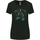 Grim Reaper Time Skull Death Gothic Womens Wider Cut T-Shirt Black