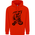 Grim Reaper Trike Bicycle Cycling Gothic Childrens Kids Hoodie Bright Red