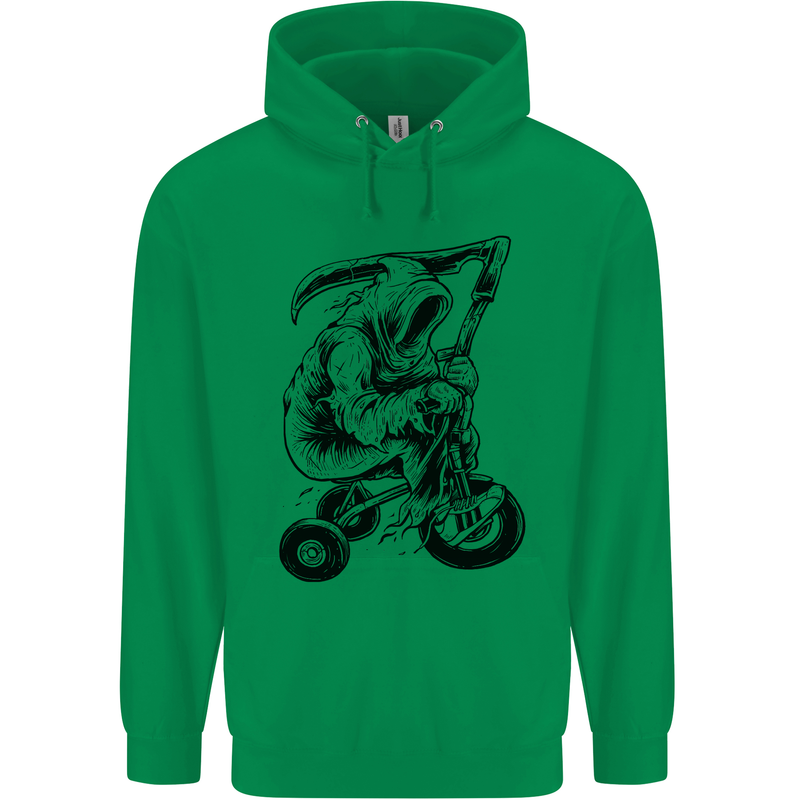 Grim Reaper Trike Bicycle Cycling Gothic Childrens Kids Hoodie Irish Green