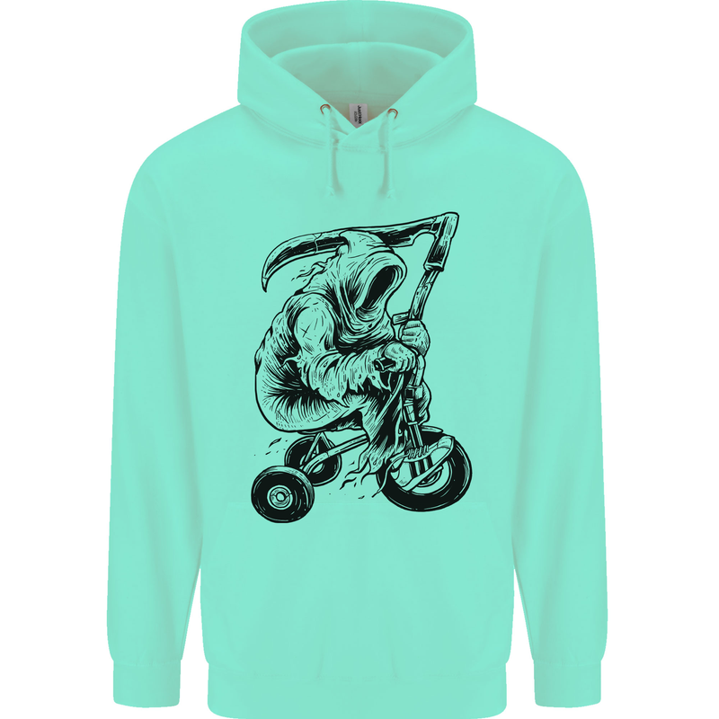 Grim Reaper Trike Bicycle Cycling Gothic Childrens Kids Hoodie Peppermint