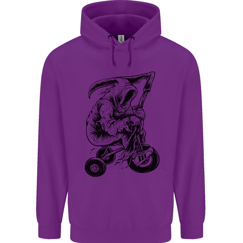 Grim Reaper Trike Bicycle Cycling Gothic Childrens Kids Hoodie Purple