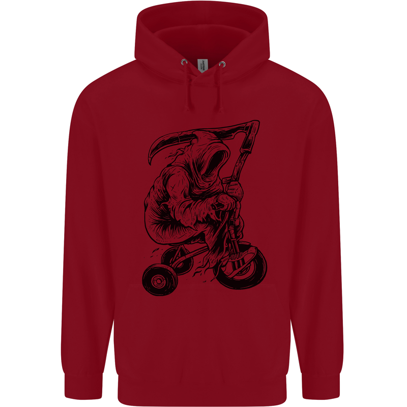 Grim Reaper Trike Bicycle Cycling Gothic Childrens Kids Hoodie Red