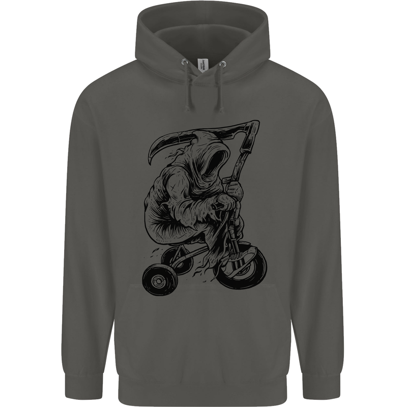 Grim Reaper Trike Bicycle Cycling Gothic Childrens Kids Hoodie Storm Grey