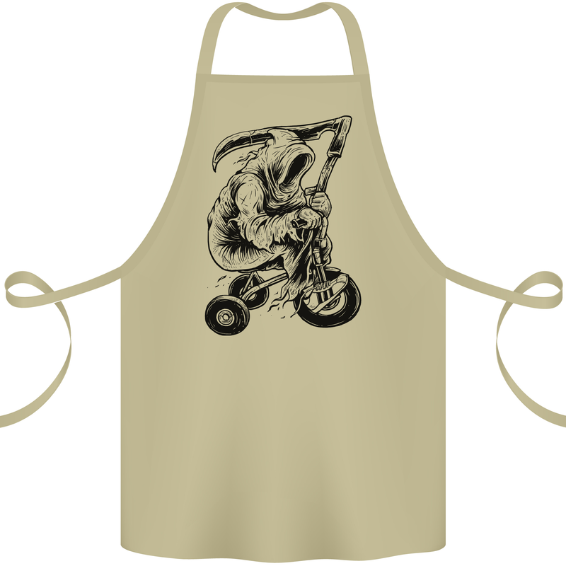 Grim Reaper Trike Bicycle Cycling Gothic Cotton Apron 100% Organic Khaki