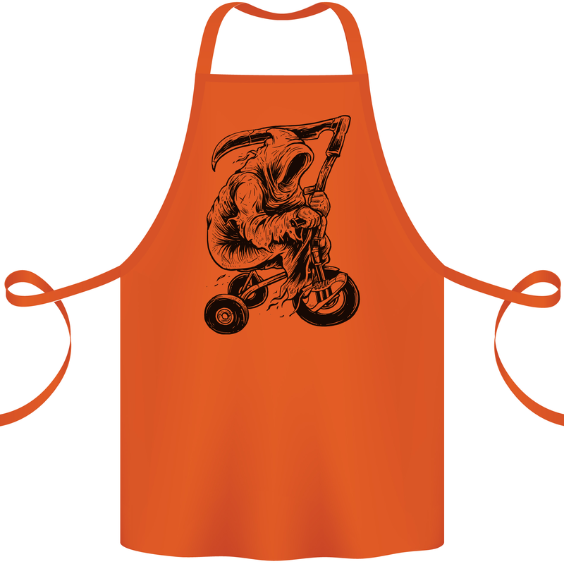 Grim Reaper Trike Bicycle Cycling Gothic Cotton Apron 100% Organic Orange