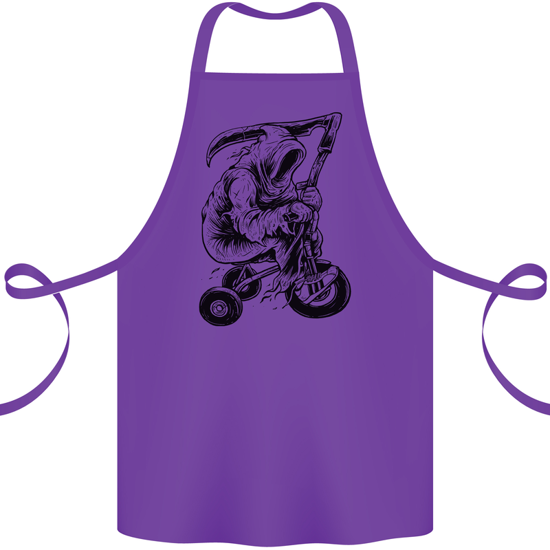 Grim Reaper Trike Bicycle Cycling Gothic Cotton Apron 100% Organic Purple