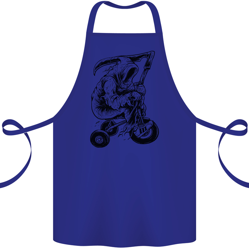 Grim Reaper Trike Bicycle Cycling Gothic Cotton Apron 100% Organic Royal Blue