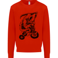 Grim Reaper Trike Bicycle Cycling Gothic Kids Sweatshirt Jumper Bright Red