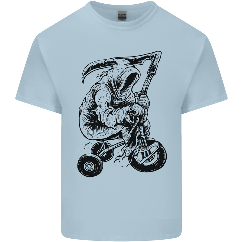 Grim Reaper Trike Bicycle Cycling Gothic Kids T-Shirt Childrens Light Blue