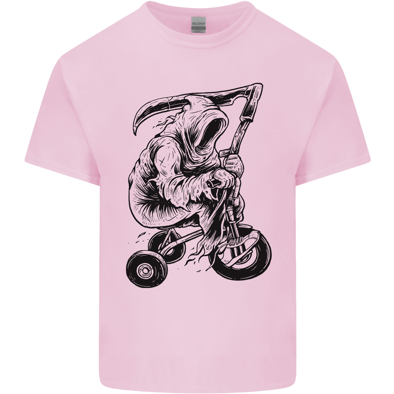 Grim Reaper Trike Bicycle Cycling Gothic Kids T-Shirt Childrens Light Pink